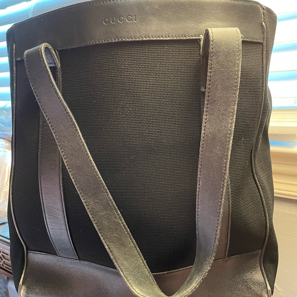 Authentic GUCCI canvas and leather black tote bag